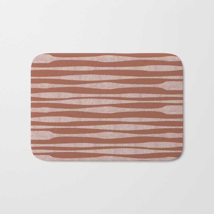 Riverbed Stripes Textured Stripe Pattern in Baked Clay Bath Mat Gallery Image 1