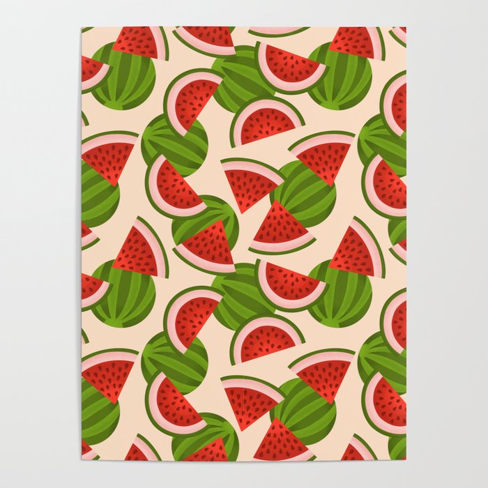 Watermelon Pattern on Cream Poster Gallery Image 1