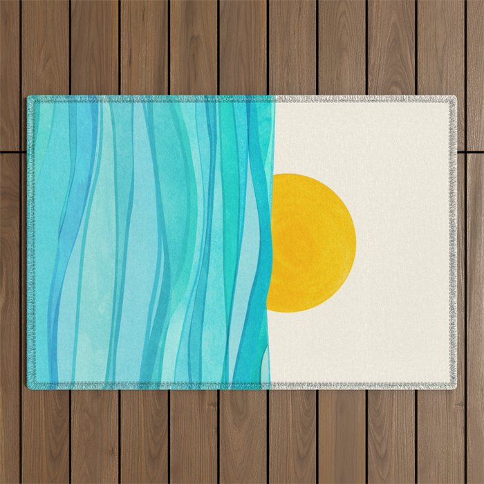 Ocean View Colorful Landscape Outdoor Rug Gallery Image 1