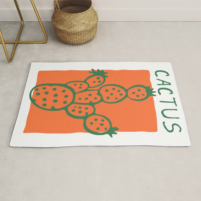 Hand drawn cactus plant doodle art Rug Gallery Image 1