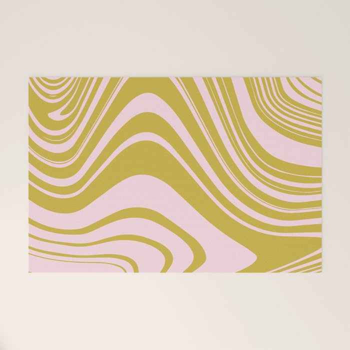 swirly groovy marble chartreuse and soft pink Welcome Mat Gallery Image 1