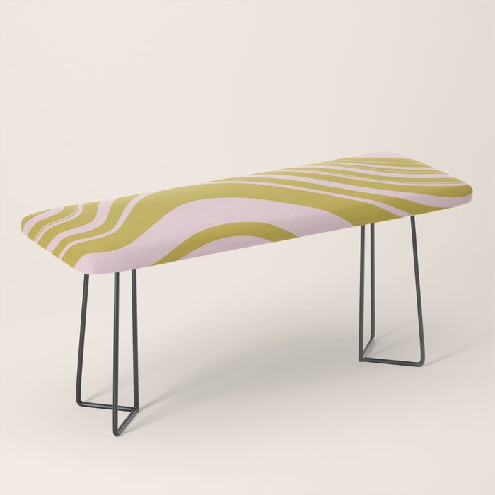swirly groovy marble chartreuse and soft pink Bench Gallery Image 1