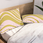 swirly groovy marble chartreuse and soft pink Pillow Sham Gallery Image 2