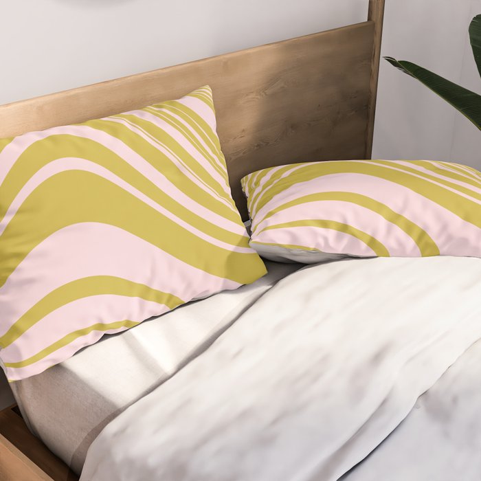 swirly groovy marble chartreuse and soft pink Pillow Sham Gallery Image 2