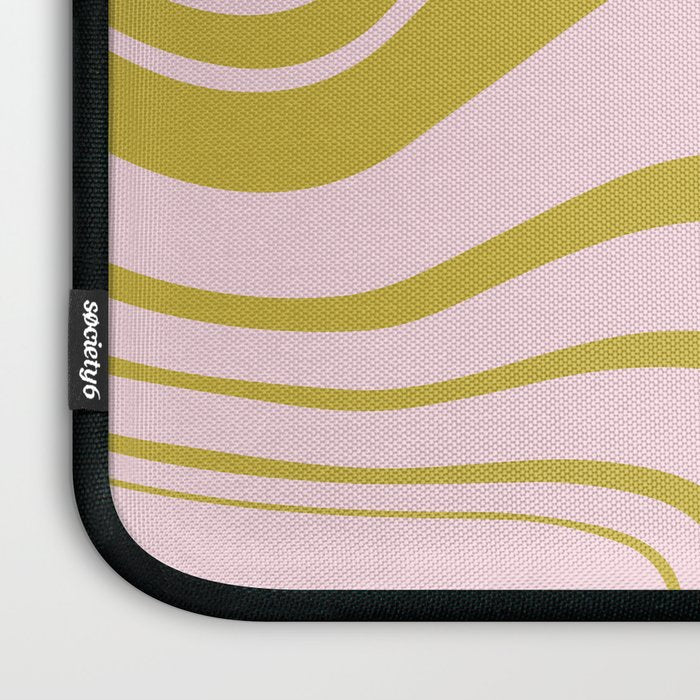 swirly groovy marble chartreuse and soft pink Laptop Sleeve Gallery Image 3