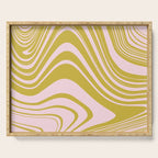 swirly groovy marble chartreuse and soft pink Serving Tray Gallery Image 1