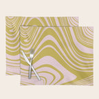 swirly groovy marble chartreuse and soft pink Placemat Gallery Image 1