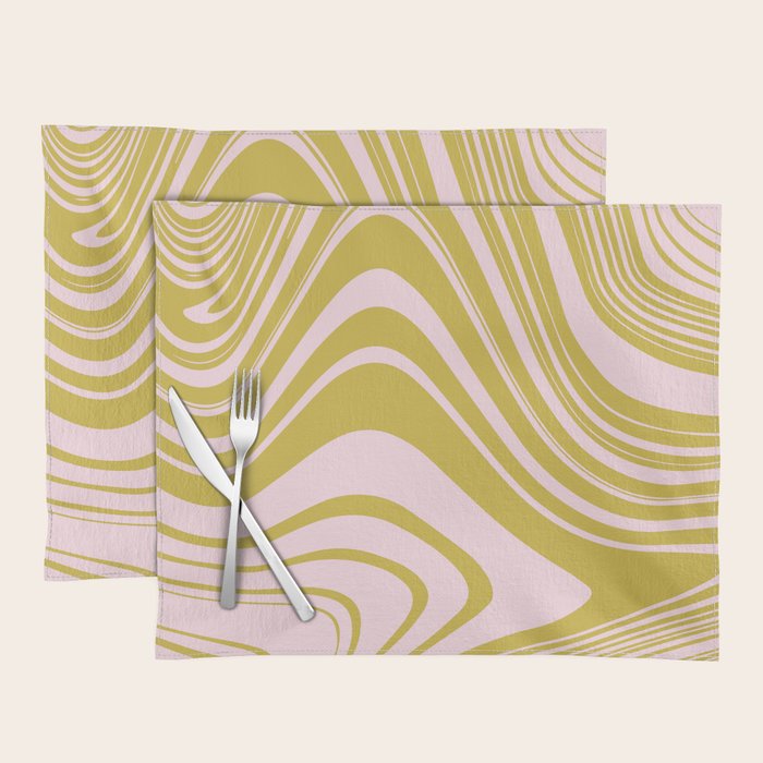 swirly groovy marble chartreuse and soft pink Placemat Gallery Image 1