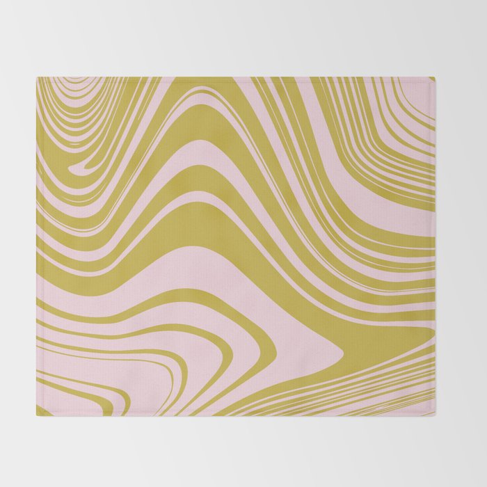 swirly groovy marble chartreuse and soft pink Throw Blanket Gallery Image 2