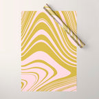 swirly groovy marble chartreuse and soft pink Wrapping Paper Gallery Image 1