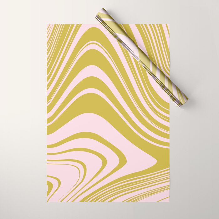swirly groovy marble chartreuse and soft pink Wrapping Paper Gallery Image 1