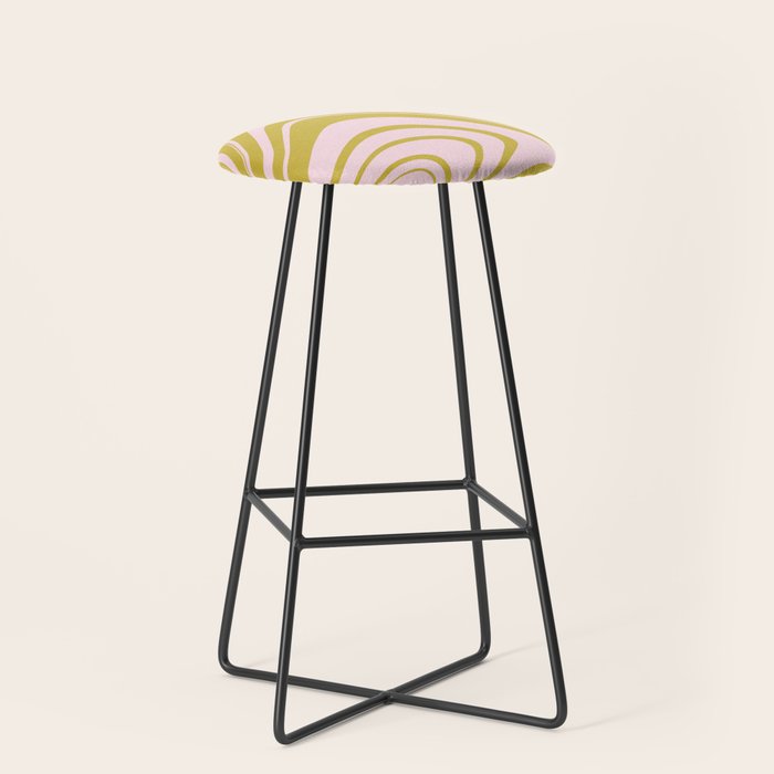 swirly groovy marble chartreuse and soft pink Stool Gallery Image 1