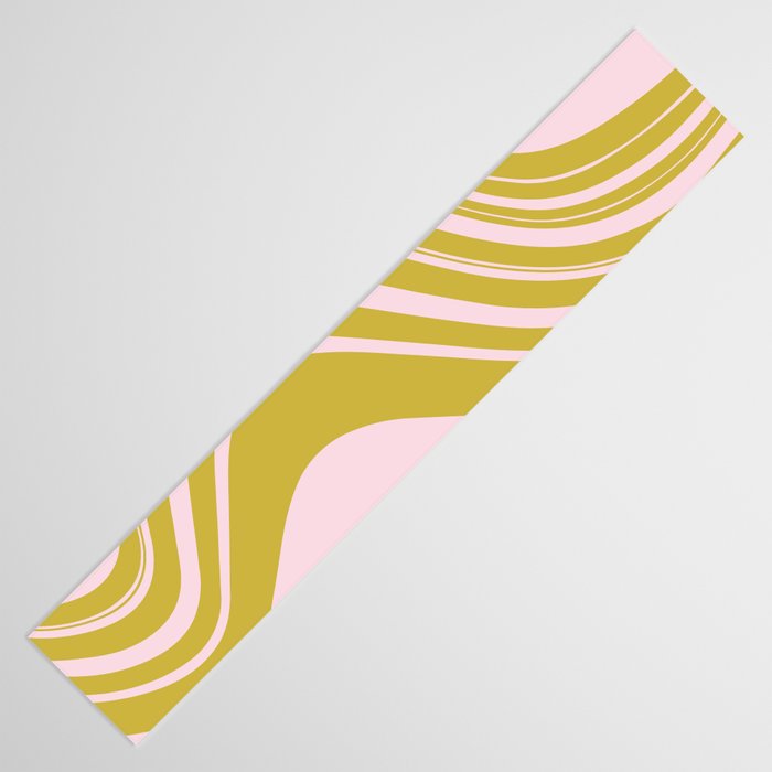 swirly groovy marble chartreuse and soft pink Table Runner Gallery Image 3