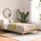 swirly groovy marble chartreuse and soft pink Comforter Gallery Image 2