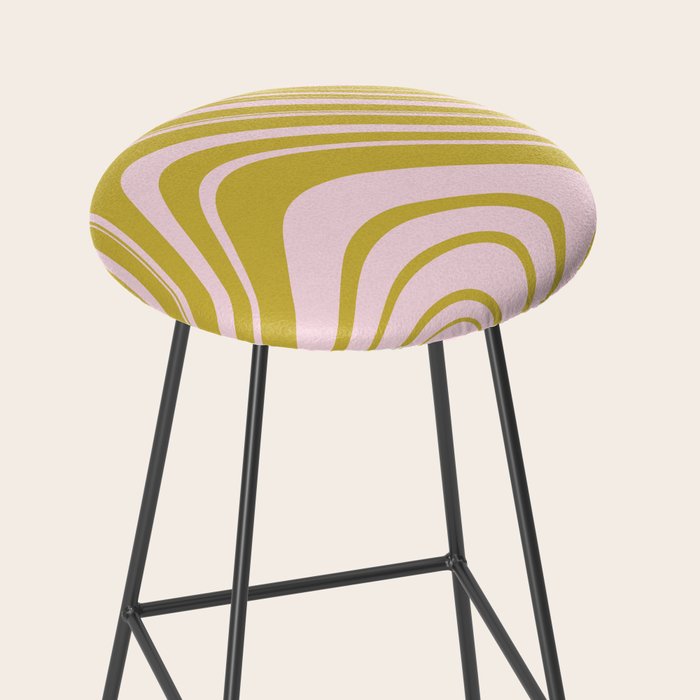 swirly groovy marble chartreuse and soft pink Stool Gallery Image 2