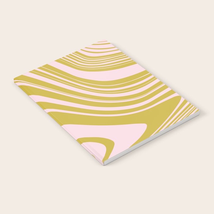 swirly groovy marble chartreuse and soft pink Notebook Gallery Image 2
