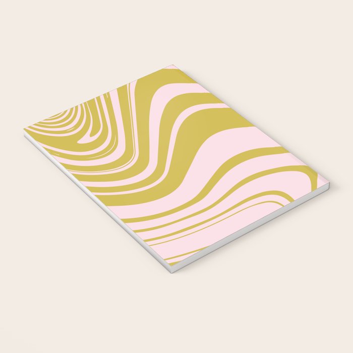 swirly groovy marble chartreuse and soft pink Notebook Gallery Image 3