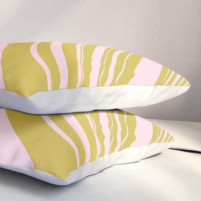 swirly groovy marble chartreuse and soft pink Pillow Sham Gallery Image 3