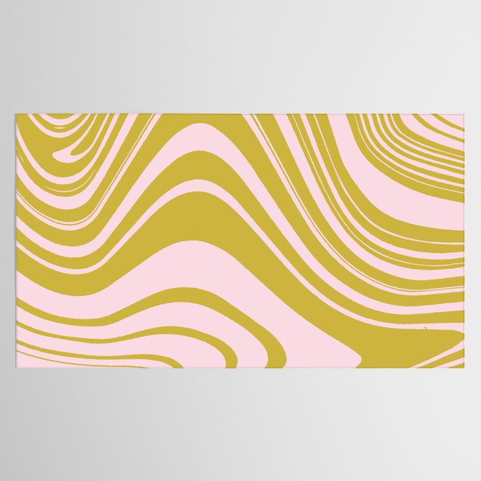 swirly groovy marble chartreuse and soft pink Tablecloth Gallery Image 2