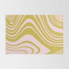 swirly groovy marble chartreuse and soft pink Rug Gallery Image 2