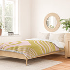 swirly groovy marble chartreuse and soft pink Duvet Cover Gallery Image 2