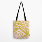 swirly groovy marble chartreuse and soft pink Tote Bag Gallery Image 2
