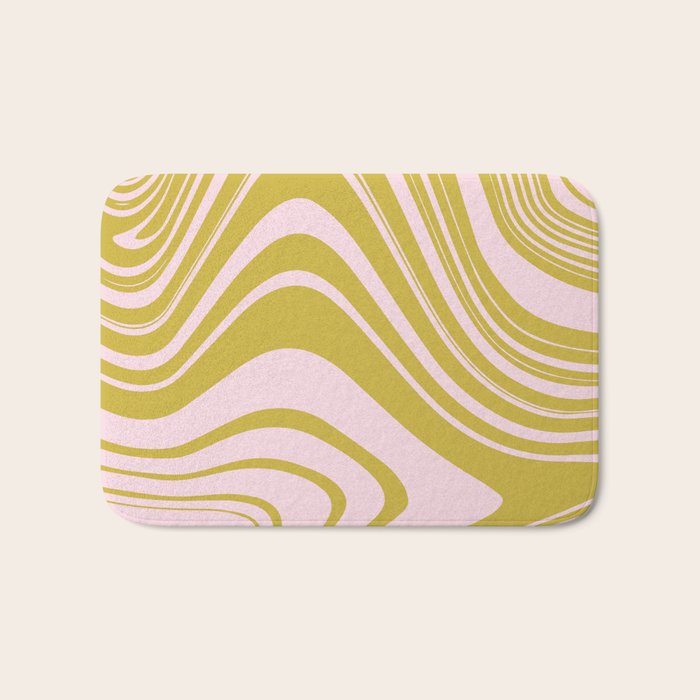 swirly groovy marble chartreuse and soft pink Bath Mat Gallery Image 1