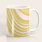 swirly groovy marble chartreuse and soft pink Coffee Mug Gallery Image 1