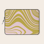 swirly groovy marble chartreuse and soft pink Laptop Sleeve Gallery Image 1