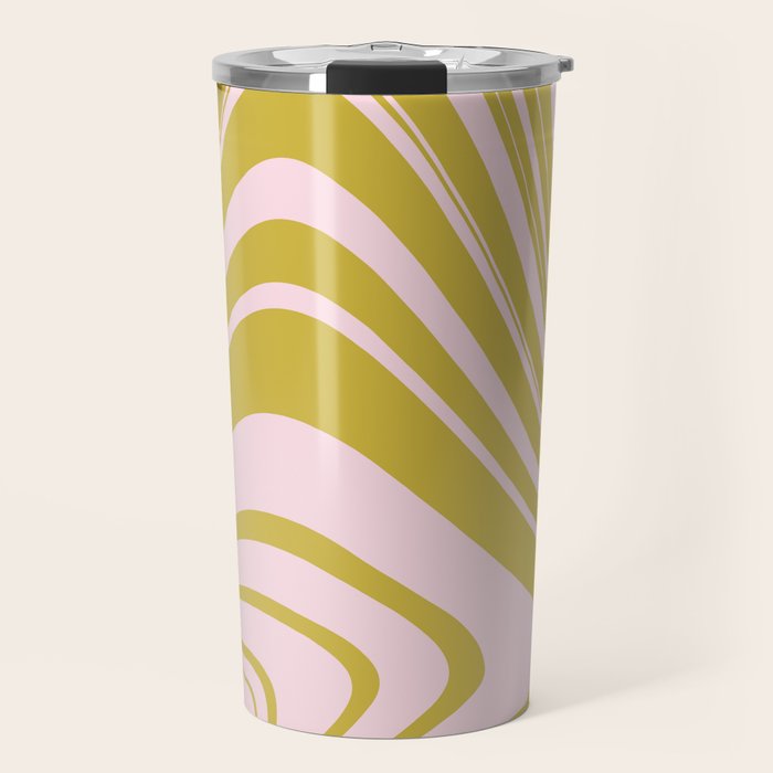 swirly groovy marble chartreuse and soft pink Travel Mug Gallery Image 1