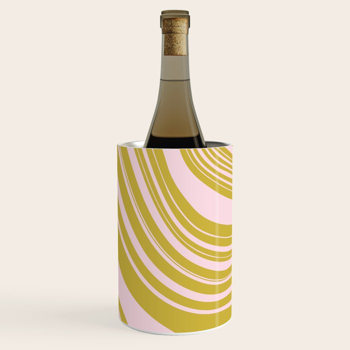 swirly groovy marble chartreuse and soft pink Wine Chiller Gallery Image 3