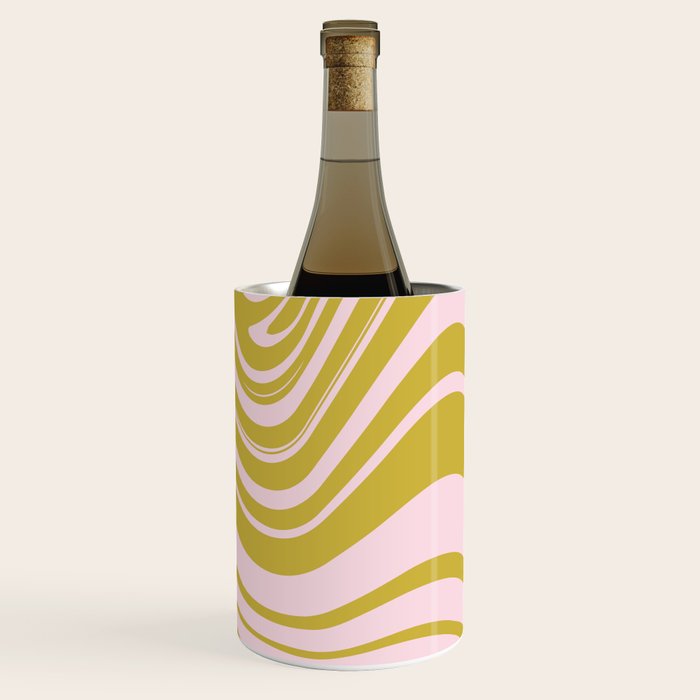 swirly groovy marble chartreuse and soft pink Wine Chiller Gallery Image 2