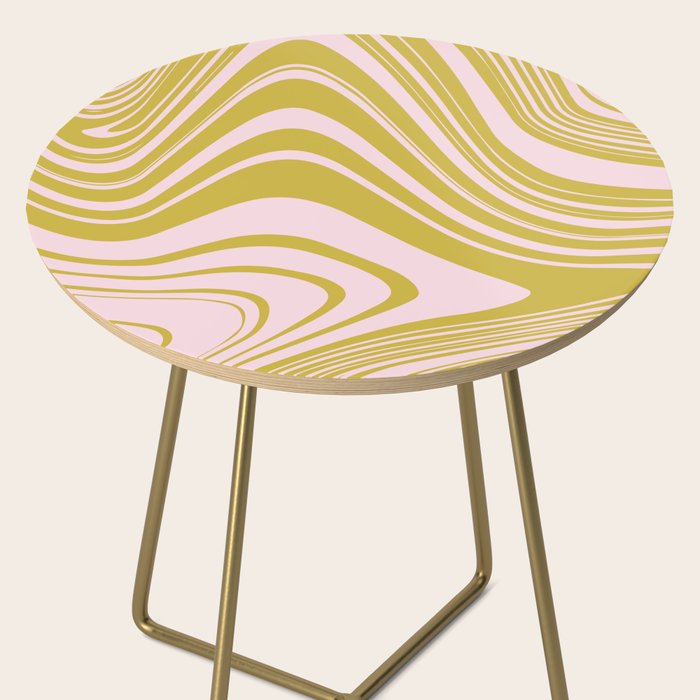 swirly groovy marble chartreuse and soft pink Side Table Gallery Image 2