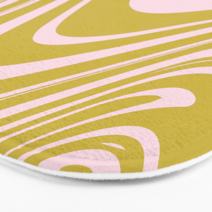 swirly groovy marble chartreuse and soft pink Bath Mat Gallery Image 3