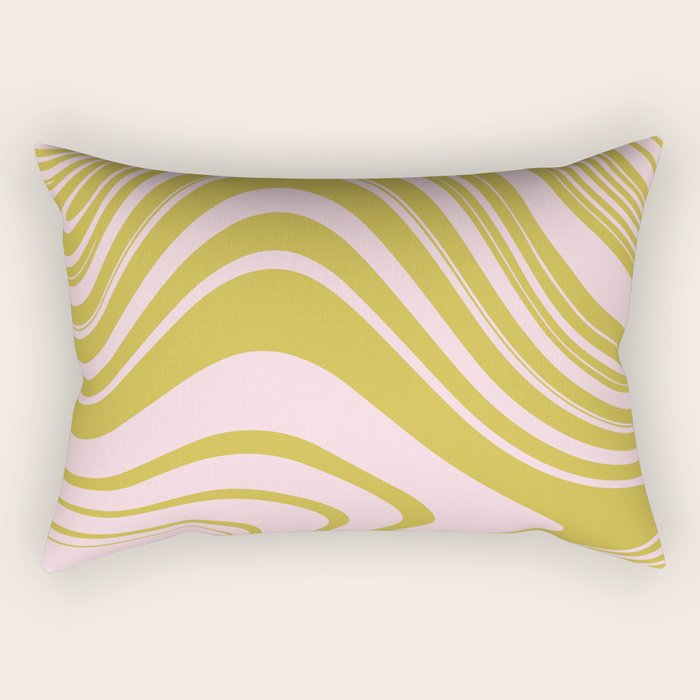 swirly groovy marble chartreuse and soft pink Rectangular Pillow Gallery Image 1