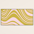 swirly groovy marble chartreuse and soft pink Desk Mat Gallery Image 3