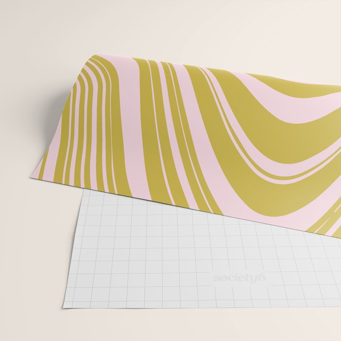 swirly groovy marble chartreuse and soft pink Wrapping Paper Gallery Image 2