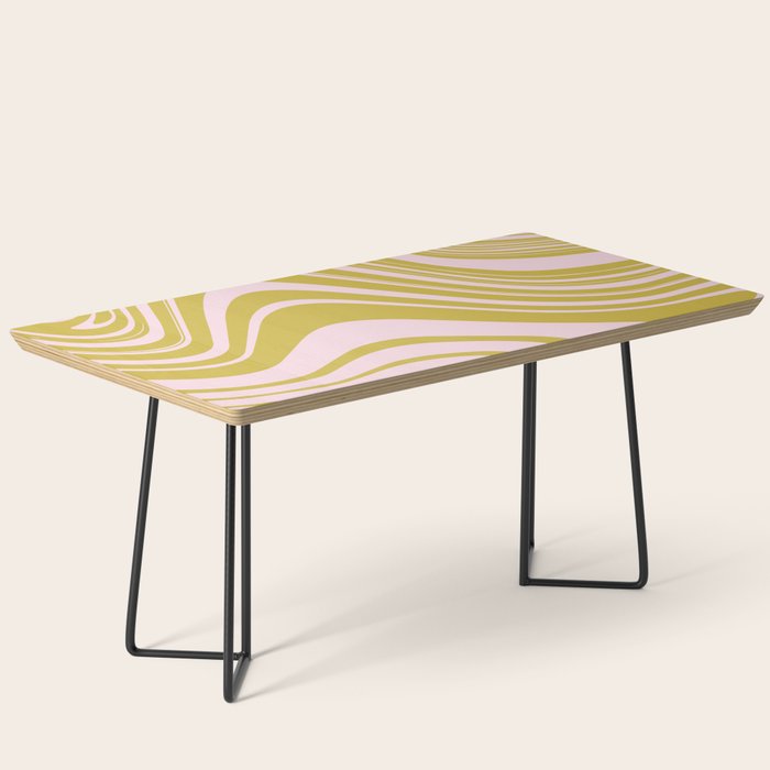 swirly groovy marble chartreuse and soft pink Coffee Table Gallery Image 1