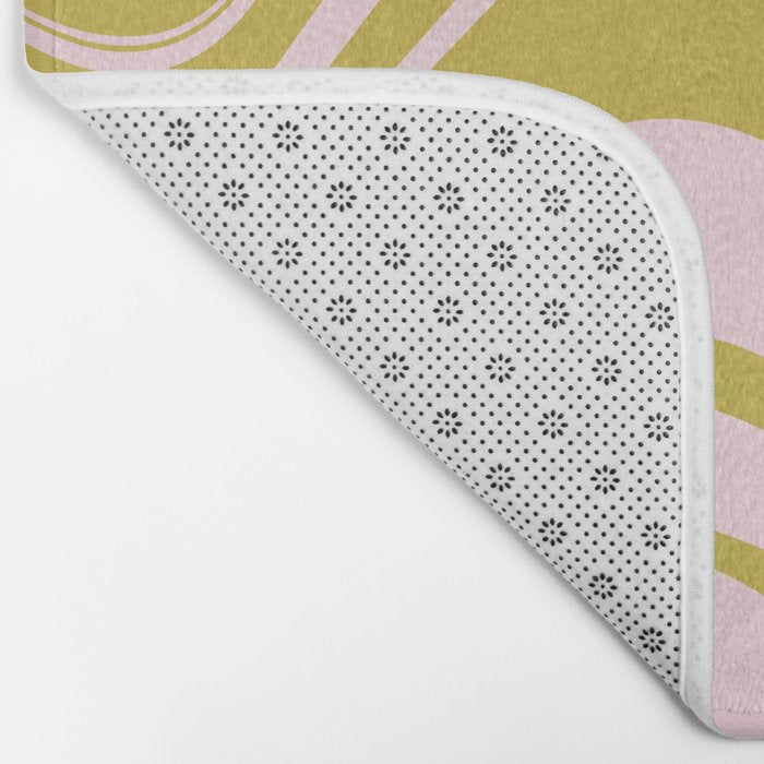 swirly groovy marble chartreuse and soft pink Bath Mat Gallery Image 2