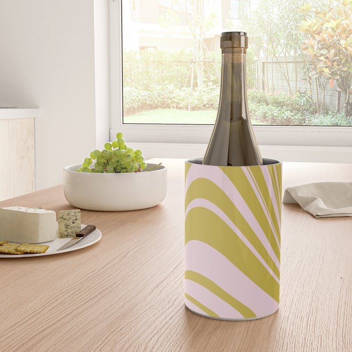 swirly groovy marble chartreuse and soft pink Wine Chiller Gallery Image 4