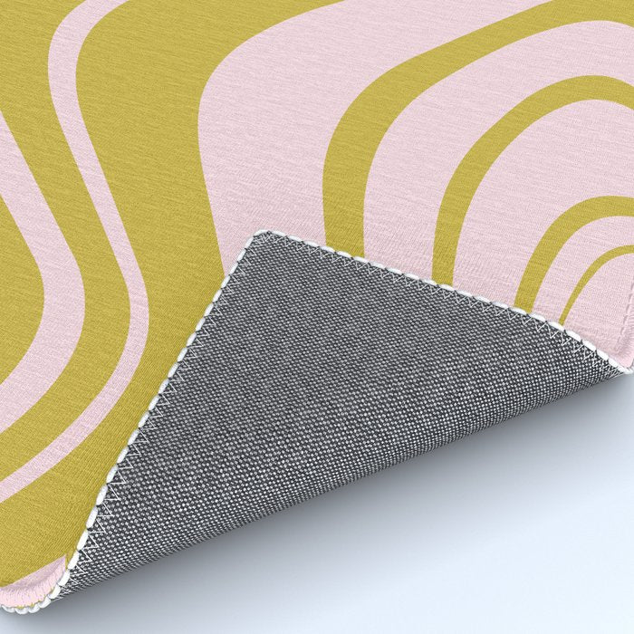 swirly groovy marble chartreuse and soft pink Rug Gallery Image 4