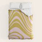 swirly groovy marble chartreuse and soft pink Duvet Cover Gallery Image 6