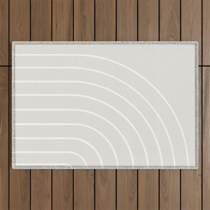 Minimal Arch II Natural Off White Modern Geometric Lines Outdoor Rug Gallery Image 1