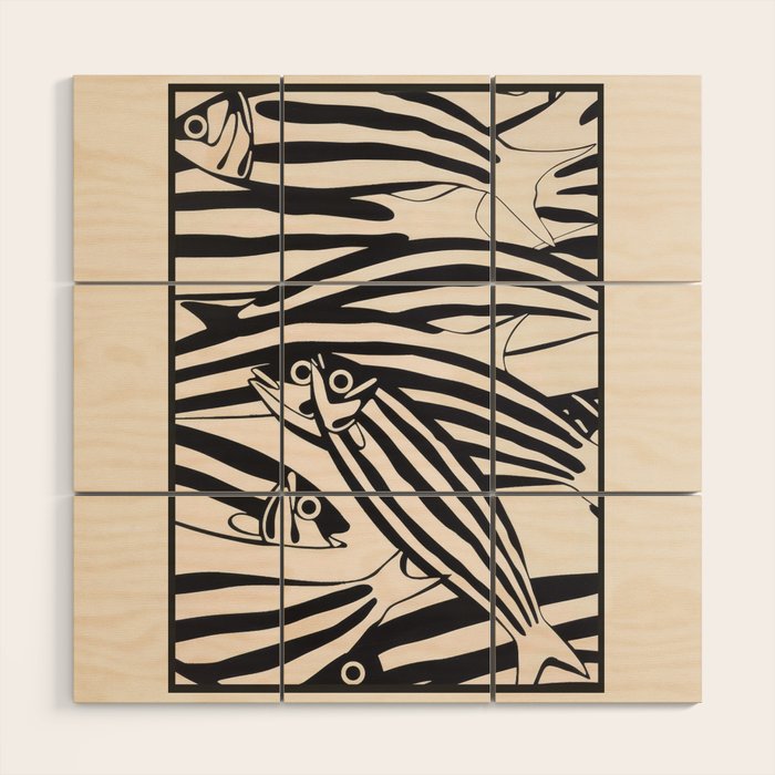 Abstract Fish Pattern Wood Wall Art Gallery Image 1