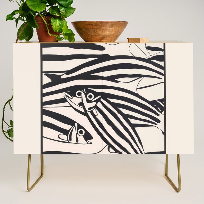 Abstract Fish Pattern Credenza Gallery Image 1