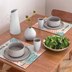Floral Blooms, Orange, Teal, Gray Placemat Gallery Image 2