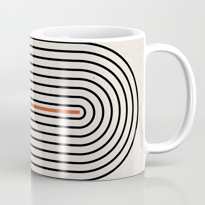 Red, Beige, Black Lines Contemporary Coffee Mug Gallery Image 1