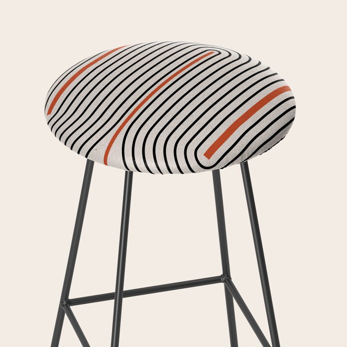Red, Beige, Black Lines Contemporary Stool Gallery Image 2