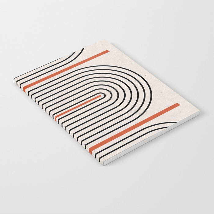 Red, Beige, Black Lines Contemporary Notebook Gallery Image 2