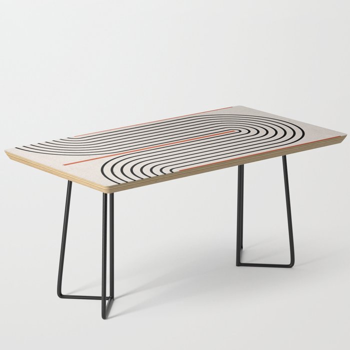 Red, Beige, Black Lines Contemporary Coffee Table Gallery Image 1